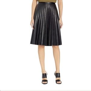J Crew Faux leather Midi Pleated Skirt EUC